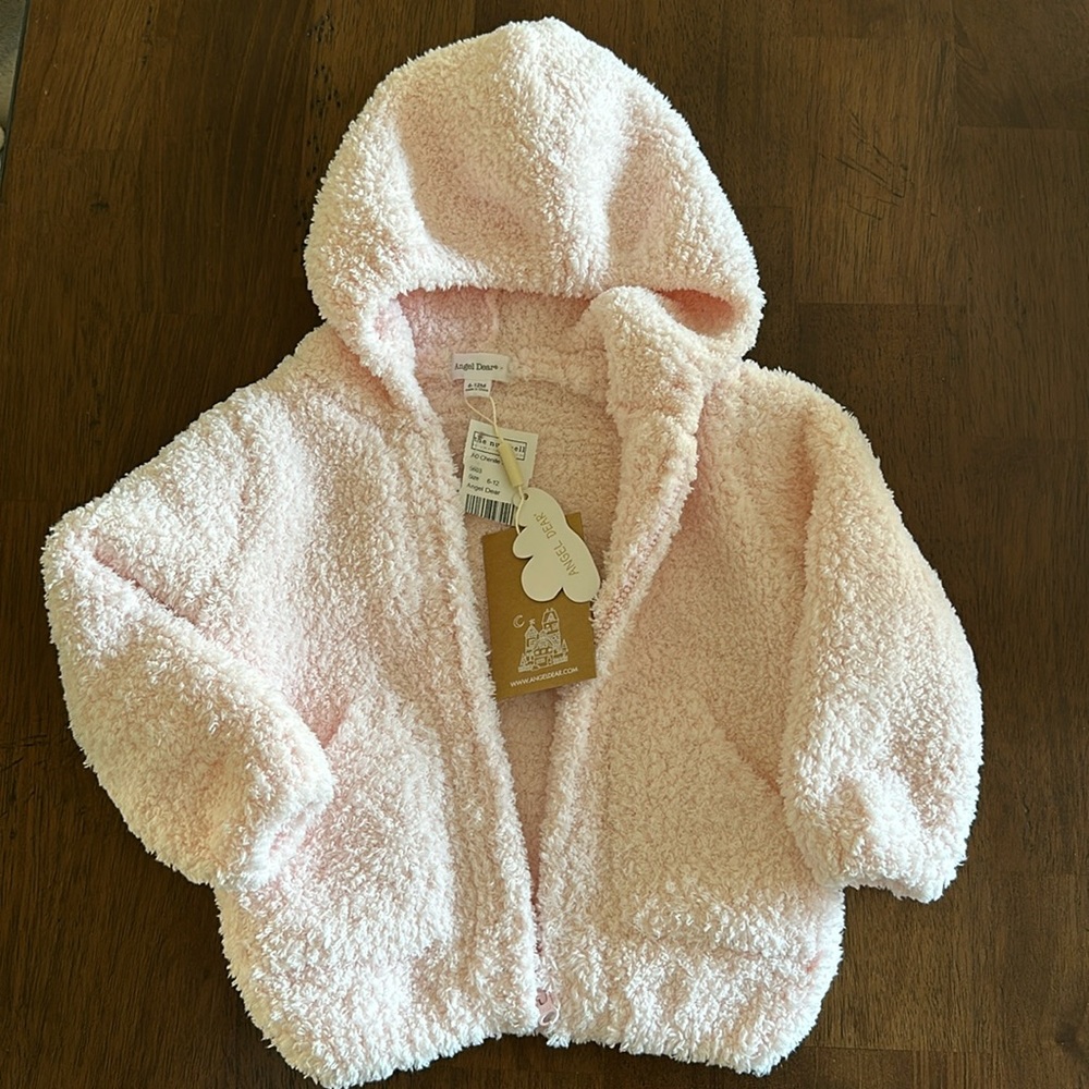 NWT - Angel Dear Chenille Fleece Zip-Up Hoodie, Size 6-12M